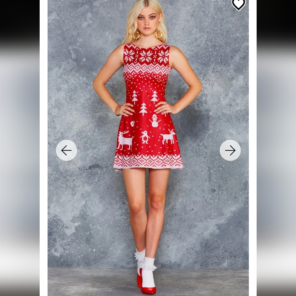 Blackmilk Still Not Actually Knitted Red Play Christmas Dress Medium